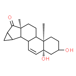 ChemSpider 2D Image | (4aR,6aS,10aR)-2,10a-Dihydroxy-4a,6a-dimethyl-2,3,4,4a,4b,5,6,6a,7a,8,8a,8b,8c,10a-tetradecahydrocyclopropa[4,5]cyclopenta[1,2-a]phenanthren-7(1H)-one | C20H28O3