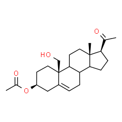 ChemSpider 2D Image | (3beta,8xi,9xi,14xi)-19-Hydroxy-20-oxopregn-5-en-3-yl acetate | C23H34O4