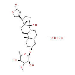 ChemSpider 2D Image | (3beta,5beta)-3-[(6-Deoxy-3-O-methyl-alpha-L-glucopyranosyl)oxy]-14-hydroxycard-20(22)-enolide - methanol hydrate (1:1:1) | C31H52O10