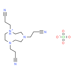 ChemSpider 2D Image | 1,4,7-Tris(2-cyanoethyl)-1,4,7-triazonan-1-ium perchlorate | C15H25ClN6O4