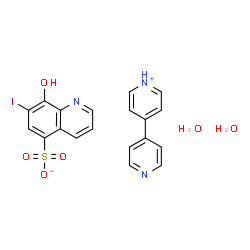 ChemSpider 2D Image | 4-(4-Pyridinyl)pyridinium 8-hydroxy-7-iodo-5-quinolinesulfonate hydrate (1:1:2) | C19H18IN3O6S