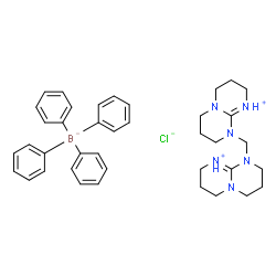 ChemSpider 2D Image | 9,9'-Methylenebis-3,4,6,7,8,9-hexahydro-2H-pyrimido[1,2-a]pyrimidin-1-ium chloride tetraphenylborate(1-) (1:1:1) | C39H48BClN6