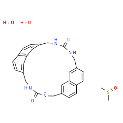 ChemSpider 2D Image | 3,5,15,17-Tetraazapentacyclo[17.5.3.3~7,13~.0~10,29~.0~22,26~]triaconta-1(25),7(30),8,10(29),11,13(28),19(27),20,22(26),23-decaene-4,16-dione - (methylsulfinyl)methane hydrate (1:1:2) | C28H34N4O5S