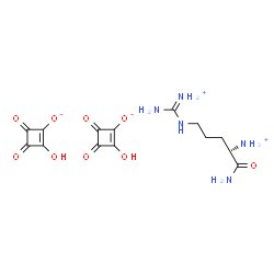 ChemSpider 2D Image | (2S)-1-Amino-5-{[ammonio(imino)methyl]amino}-1-oxo-2-pentanaminium bis(2-hydroxy-3,4-dioxo-1-cyclobuten-1-olate) | C14H19N5O9