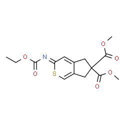 ChemSpider 2D Image | Dimethyl (3Z)-3-[(ethoxycarbonyl)imino]-3,5-dihydrocyclopenta[c]thiopyran-6,6(7H)-dicarboxylate | C15H17NO6S