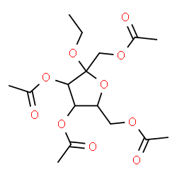 ChemSpider 2D Image | Ethyl 1,3,4,6-tetra-O-acetylhex-2-ulofuranoside | C16H24O10