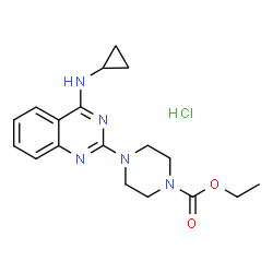 ChemSpider 2D Image | Ethyl 4-[4-(cyclopropylamino)-2-quinazolinyl]-1-piperazinecarboxylate hydrochloride (1:1) | C18H24ClN5O2