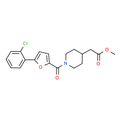 ChemSpider 2D Image | Methyl {1-[5-(2-chlorophenyl)-2-furoyl]-4-piperidinyl}acetate | C19H20ClNO4