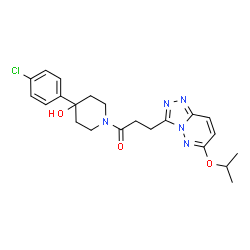 ChemSpider 2D Image | 1-[4-(4-Chlorophenyl)-4-hydroxy-1-piperidinyl]-3-(6-isopropoxy[1,2,4]triazolo[4,3-b]pyridazin-3-yl)-1-propanone | C22H26ClN5O3