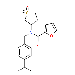 ChemSpider 2D Image | N-(1,1-Dioxidotetrahydro-3-thiophenyl)-N-(4-isopropylbenzyl)-2-furamide | C19H23NO4S