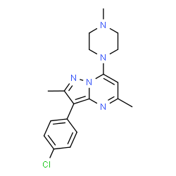 ChemSpider 2D Image | 3-(4-Chlorophenyl)-2,5-dimethyl-7-(4-methyl-1-piperazinyl)pyrazolo[1,5-a]pyrimidine | C19H22ClN5