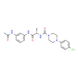 ChemSpider 2D Image | N-{(2S)-1-[(3-Acetamidophenyl)amino]-1-oxo-2-propanyl}-4-(4-chlorophenyl)-1-piperazinecarboxamide | C22H26ClN5O3