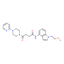 ChemSpider 2D Image | N-[1-(2-Methoxyethyl)-1H-indol-4-yl]-4-oxo-4-[4-(2-pyridinyl)-1-piperazinyl]butanamide | C24H29N5O3
