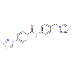 ChemSpider 2D Image | 4-(1H-Tetrazol-1-yl)-N-[4-(1H-1,2,4-triazol-1-ylmethyl)phenyl]benzamide | C17H14N8O