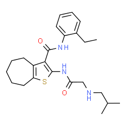 ChemSpider 2D Image | N-(2-Ethylphenyl)-2-[(N-isobutylglycyl)amino]-5,6,7,8-tetrahydro-4H-cyclohepta[b]thiophene-3-carboxamide | C24H33N3O2S