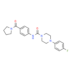 ChemSpider 2D Image | 4-(4-Fluorophenyl)-N-[4-(1-pyrrolidinylcarbonyl)phenyl]-1-piperazinecarboxamide | C22H25FN4O2