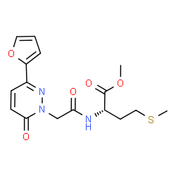 ChemSpider 2D Image | Methyl N-{[3-(2-furyl)-6-oxo-1(6H)-pyridazinyl]acetyl}-L-methioninate | C16H19N3O5S
