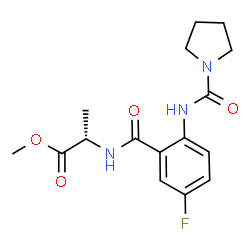 ChemSpider 2D Image | Methyl N-{5-fluoro-2-[(1-pyrrolidinylcarbonyl)amino]benzoyl}-L-alaninate | C16H20FN3O4