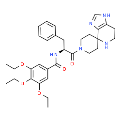 ChemSpider 2D Image | 3,4,5-Triethoxy-N-[(2S)-1-oxo-3-phenyl-1-(1,5,6,7-tetrahydro-1'H-spiro[imidazo[4,5-c]pyridine-4,4'-piperidin]-1'-yl)-2-propanyl]benzamide | C32H41N5O5