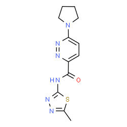 ChemSpider 2D Image | N-(5-Methyl-1,3,4-thiadiazol-2-yl)-6-(1-pyrrolidinyl)-3-pyridazinecarboxamide | C12H14N6OS
