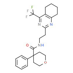ChemSpider 2D Image | 4-Phenyl-N-{2-[4-(trifluoromethyl)-5,6,7,8-tetrahydro-2-quinazolinyl]ethyl}tetrahydro-2H-pyran-4-carboxamide | C23H26F3N3O2