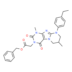ChemSpider 2D Image | Benzyl [9-(4-ethylphenyl)-1,7-dimethyl-2,4-dioxo-1,4,6,7,8,9-hexahydropyrimido[2,1-f]purin-3(2H)-yl]acetate | C27H29N5O4