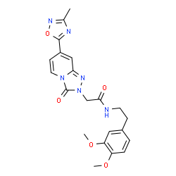 ChemSpider 2D Image | N-[2-(3,4-Dimethoxyphenyl)ethyl]-2-[7-(3-methyl-1,2,4-oxadiazol-5-yl)-3-oxo[1,2,4]triazolo[4,3-a]pyridin-2(3H)-yl]acetamide | C21H22N6O5