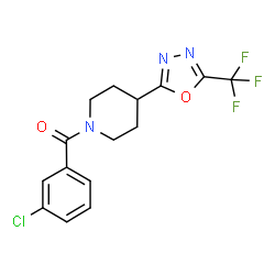 ChemSpider 2D Image | (3-Chlorophenyl){4-[5-(trifluoromethyl)-1,3,4-oxadiazol-2-yl]-1-piperidinyl}methanone | C15H13ClF3N3O2