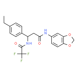 ChemSpider 2D Image | N-(1,3-Benzodioxol-5-yl)-3-(4-ethylphenyl)-3-[(trifluoroacetyl)amino]propanamide | C20H19F3N2O4