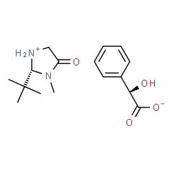 ChemSpider 2D Image | (R)-2-(tert-Butyl)-3-methyl-4-oxoimidazolidin-1-ium (R)-2-hydroxy-2-phenylacetate | C16H24N2O4