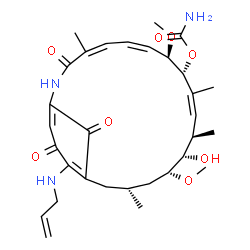 ChemSpider 2D Image | (4Z,6Z,8R,9R,10Z,12R,13S,14R,16R)-19-(Allylamino)-13-hydroxy-8,14-dimethoxy-4,10,12,16-tetramethyl-3,20,22-trioxo-2-azabicyclo[16.3.1]docosa-1(21),4,6,10,18-pentaen-9-yl carbamate | C31H43N3O8