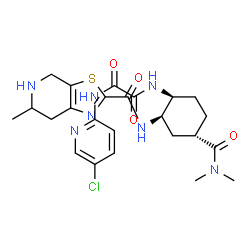 ChemSpider 2D Image | N-(5-Chloro-2-pyridinyl)-N'-[(1S,2R,4S)-4-(dimethylcarbamoyl)-2-{[(6-methyl-4,5,6,7-tetrahydro[1,3]thiazolo[5,4-c]pyridin-2-yl)carbonyl]amino}cyclohexyl]ethanediamide | C24H30ClN7O4S
