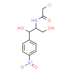 ChemSpider 2D Image | 2-Chloro-N-[1,3-dihydroxy-1-(4-nitrophenyl)-2-propanyl]acetamide | C11H13ClN2O5