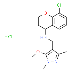 ChemSpider 2D Image | 8-Chloro-N-[(5-methoxy-1,3-dimethyl-1H-pyrazol-4-yl)methyl]-4-chromanamine hydrochloride (1:1) | C16H21Cl2N3O2