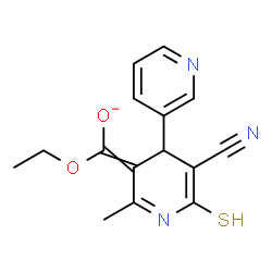 ChemSpider 2D Image | (5'-Cyano-2'-methyl-6'-sulfanyl-3,4'-bipyridin-3'(4'H)-ylidene)(ethoxy)methanolate | C15H14N3O2S