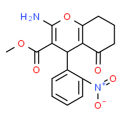 ChemSpider 2D Image | Methyl 2-amino-4-(2-nitrophenyl)-5-oxo-5,6,7,8-tetrahydro-4H-chromene-3-carboxylate | C17H16N2O6