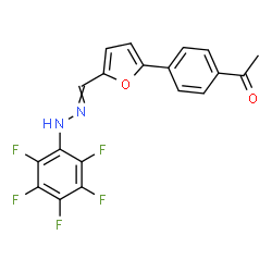 ChemSpider 2D Image | 1-[4-(5-{[(Pentafluorophenyl)hydrazono]methyl}-2-furyl)phenyl]ethanone | C19H11F5N2O2