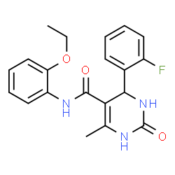 ChemSpider 2D Image | N-(2-Ethoxyphenyl)-4-(2-fluorophenyl)-6-methyl-2-oxo-1,2,3,4-tetrahydro-5-pyrimidinecarboxamide | C20H20FN3O3
