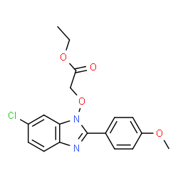 ChemSpider 2D Image | Ethyl {[6-chloro-2-(4-methoxyphenyl)-1H-benzimidazol-1-yl]oxy}acetate | C18H17ClN2O4