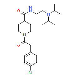 ChemSpider 2D Image | 1-[(4-Chlorophenyl)acetyl]-N-[2-(diisopropylamino)ethyl]-4-piperidinecarboxamide | C22H34ClN3O2