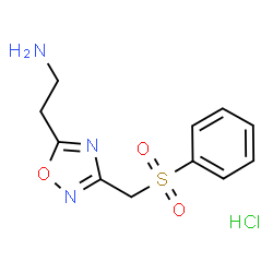 ChemSpider 2D Image | 2-{3-[(Phenylsulfonyl)methyl]-1,2,4-oxadiazol-5-yl}ethanamine hydrochloride (1:1) | C11H14ClN3O3S