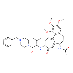 ChemSpider 2D Image | N-[(7S)-10-{[(2S)-1-(4-Benzyl-1-piperazinyl)-3-methyl-1-oxo-2-butanyl]amino}-1,2,3-trimethoxy-9-oxo-5,6,7,9-tetrahydrobenzo[a]heptalen-7-yl]acetamide | C37H46N4O6