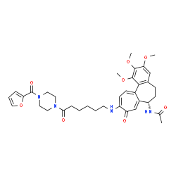 ChemSpider 2D Image | N-[(7S)-10-({6-[4-(2-Furoyl)-1-piperazinyl]-6-oxohexyl}amino)-1,2,3-trimethoxy-9-oxo-5,6,7,9-tetrahydrobenzo[a]heptalen-7-yl]acetamide | C36H44N4O8