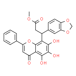 ChemSpider 2D Image | Methyl 3-(1,3-benzodioxol-5-yl)-3-(5,6,7-trihydroxy-4-oxo-2-phenyl-4H-chromen-8-yl)propanoate | C26H20O9
