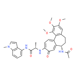 ChemSpider 2D Image | N~2~-[(7S)-7-Acetamido-1,2,3-trimethoxy-9-oxo-5,6,7,9-tetrahydrobenzo[a]heptalen-10-yl]-N-(1-methyl-1H-indol-4-yl)-L-alaninamide | C33H36N4O6