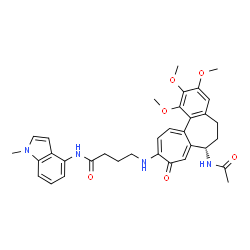 ChemSpider 2D Image | 4-{[(7S)-7-Acetamido-1,2,3-trimethoxy-9-oxo-5,6,7,9-tetrahydrobenzo[a]heptalen-10-yl]amino}-N-(1-methyl-1H-indol-4-yl)butanamide | C34H38N4O6