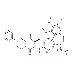 ChemSpider 2D Image | N-[(7S)-1,2,3-Trimethoxy-10-{[(2S,3R)-3-methyl-1-oxo-1-(4-phenyl-1-piperazinyl)-2-pentanyl]amino}-9-oxo-5,6,7,9-tetrahydrobenzo[a]heptalen-7-yl]acetamide | C37H46N4O6