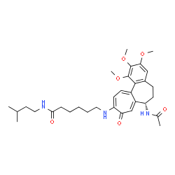 ChemSpider 2D Image | 6-{[(7S)-7-Acetamido-1,2,3-trimethoxy-9-oxo-5,6,7,9-tetrahydrobenzo[a]heptalen-10-yl]amino}-N-(3-methylbutyl)hexanamide | C32H45N3O6