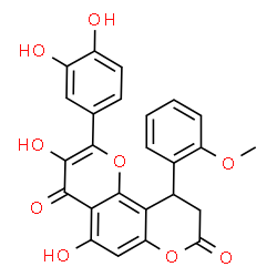 ChemSpider 2D Image | 2-(3,4-Dihydroxyphenyl)-3,5-dihydroxy-10-(2-methoxyphenyl)-9,10-dihydro-4H,8H-pyrano[2,3-f]chromene-4,8-dione | C25H18O9