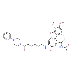 ChemSpider 2D Image | N-[(7S)-1,2,3-Trimethoxy-9-oxo-10-{[6-oxo-6-(4-phenyl-1-piperazinyl)hexyl]amino}-5,6,7,9-tetrahydrobenzo[a]heptalen-7-yl]acetamide | C37H46N4O6